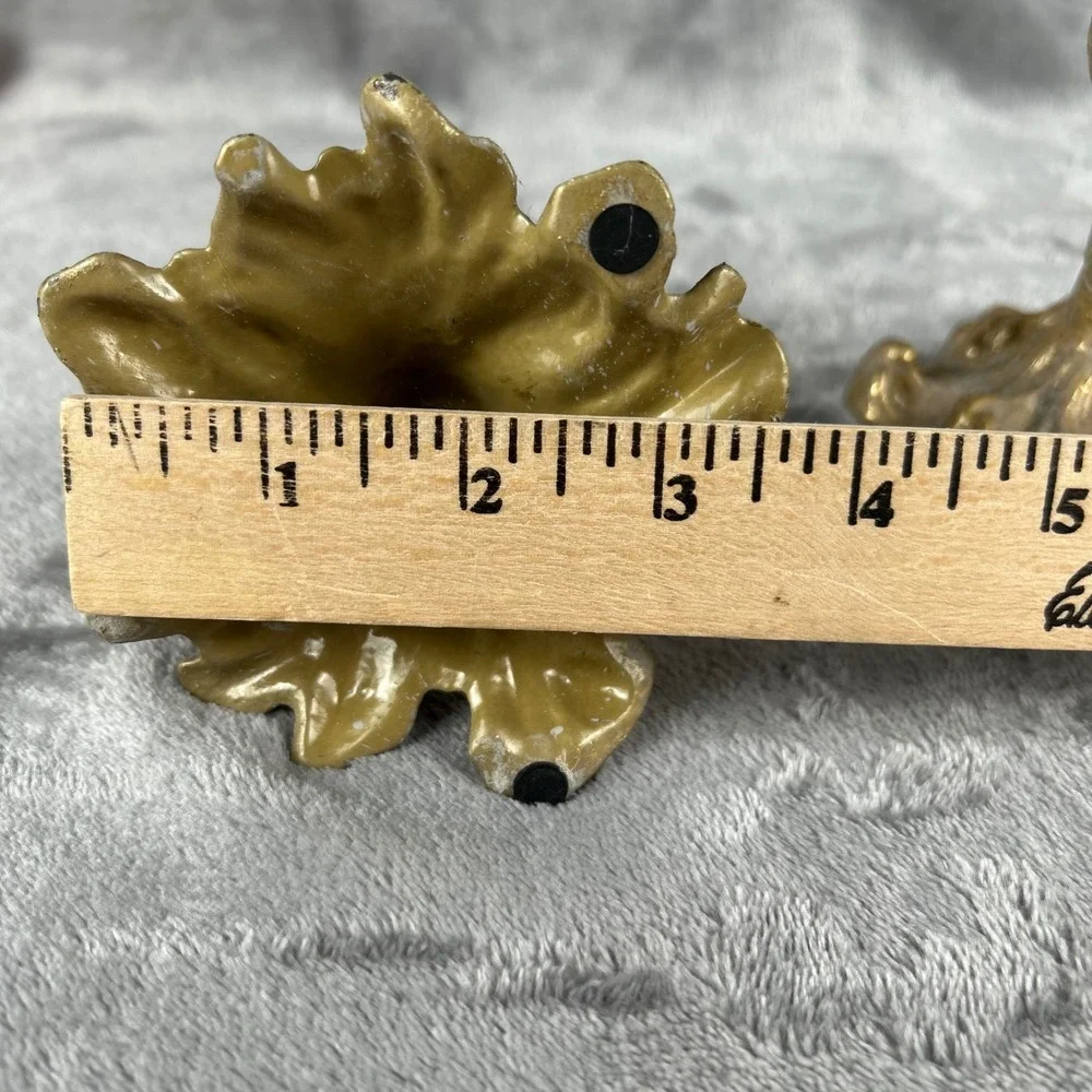 Vintage Gold Gilt Ornate Acanthus Leaf Candlestick Holders Pair 4.5